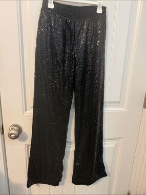 Derek Heart Black Sequin Pull-On Wide Pants size XS